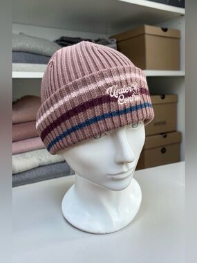 Under Control Knit Beanie Cap Hat With Floral Script